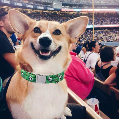 Cute Dog Collar, Green Soccer Boy Dog Collars - Soft Adjustable Everyday Collars for Small Medium Large Dogs, Durable Metal Buckle Male Dogs Collar XS