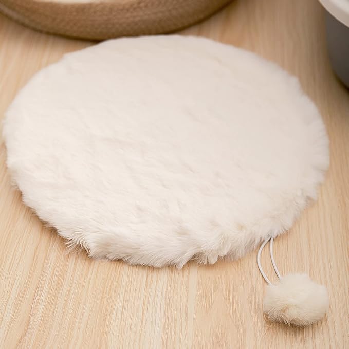 SHENGOCASE 2-Pack 16" Round Faux Rabbit Fur Cat Dog Bed Cushion Pad Mat, Cat Tree Tower Replacement Cushion Pad for Window Perch Carrier House Cage Crate Kennel Furniture