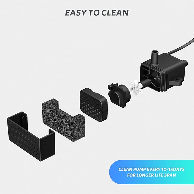 DEEIPET Replacement Pump for Cat Water Fountain, Compatible with Model JC-A15 2.2L/74oz Automatic Pet Water Fountain Dog Water Dispenser, Super Quiet Dog Pet Fountain Water Pump Black