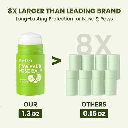 PawSono Lick-Safe Dog Paw & Nose Balm with Coconut Oil | All-Natural Moisturizer & Soother for Dry, Cracked Pads & Snout | Heat & Cold Pavement Protection Wax | Horse Hoof, Joint Care, 1.3 oz (36g)