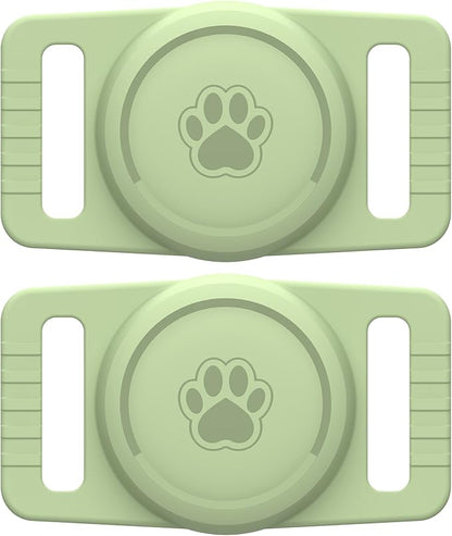 GOCII for Airtag Dog Collar Holder 2 Pack,Waterproof Dog Collar Holder for Apple AirTag(Gen 1 & 2),Silicone Air Tags Case for Dog Collars(Light Green)