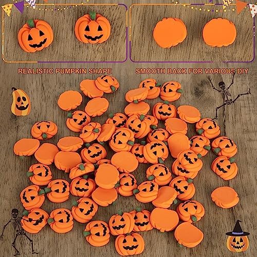 120 Pcs Halloween Resin Charms Pumpkin, DIY Mini Flatback Charms Pumpkin