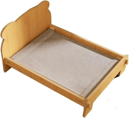 Wooden Pet Bed All Season Detachable Solid Wood Litter Suitable for Cats and Dogs Sturdy(1,Small)