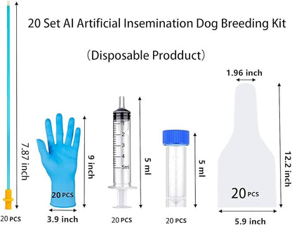 20 Set AI Artificial Insemination Dog Breeding Kit, Dog Ai Breeding Kit, Insemination kit for Dogs, Pet Breeding Supplies for Small Breeds (7.87 inch)