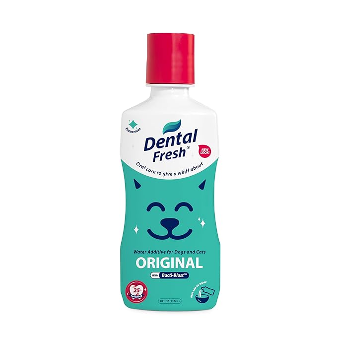 Dental Fresh Water Additive for Dogs and Cats, Clean Teeth and Fresh Breath, Daily Pet Oral Care Just Add to Water, Flavorless, 8 fl oz
