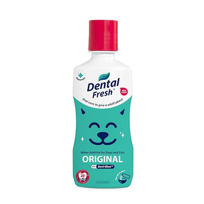 Dental Fresh Water Additive for Dogs and Cats, Clean Teeth and Fresh Breath, Daily Pet Oral Care Just Add to Water, Flavorless, 8 fl oz