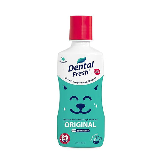Dental Fresh Water Additive for Dogs and Cats, Clean Teeth and Fresh Breath, Daily Pet Oral Care Just Add to Water, Flavorless, 8 fl oz