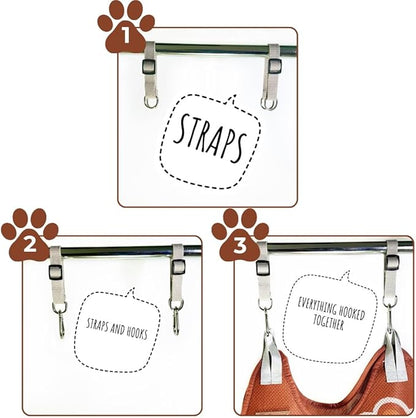 Paws n' Cradle Dog Grooming Hammock Harness for Dogs & Cats - Complete Kit with Adjustable Fittings, Hair Comb, Nail Clipper, Nail File, Hook and Loop Strap, Adjustable Straps & Snap Hooks (XS)