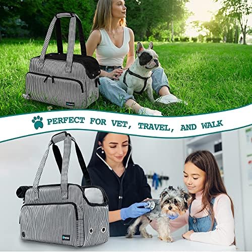 PetAmi Small Dog Purse Carrier, Airline Approved Soft Sided Tote, Stripe