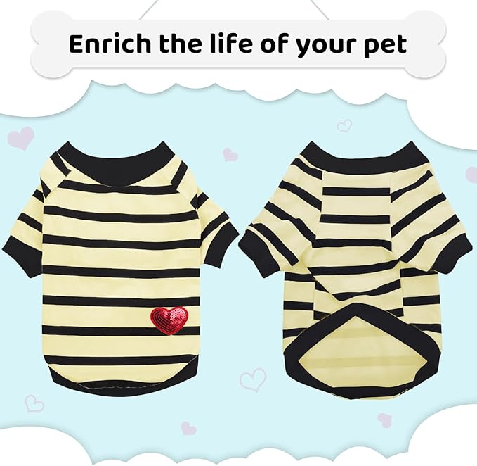 Dog Shirts for Medium Dogs Cats, Dog Striped T-Shirts Dog Vest Pet Apparel Tee Shirts Spring Summer Suitable for Small and Medium Large Pets French Bulldog Bichon, Beige M