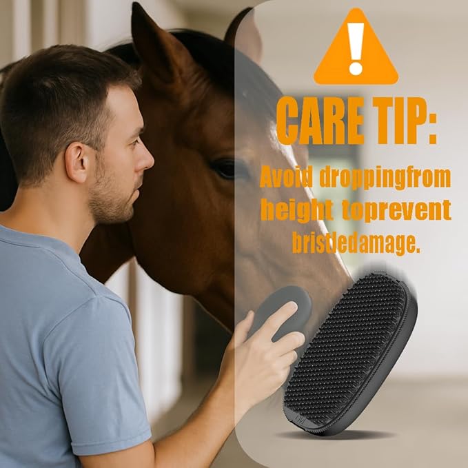 2-in-1 Horse Grooming Brush – Double-Sided Deshedding & Curry Comb Tool for Horses, Dogs & Cats, Soft & Hard Bristles, Pet Grooming & Bathing Supplies
