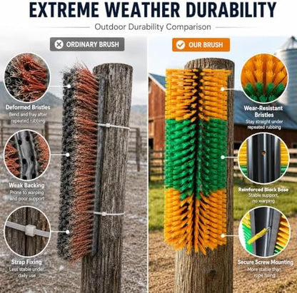Livestock Scratching Brush 1-Pack — Cattle Horse Goat Pig Sheep Grooming Post, High-Visibility Animal Scratcher, Stress Relief Goat Toys for Summer Itch & Shedding