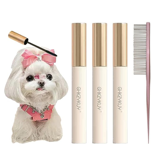 MANON ROSA Pet Styling Gel Facial Hair Care Kit - Hypoallergenic Grooming Set for Eyelashes & Nose Stray Hairs, Safe Formula for Yorkie Maltese Schnauzer Small Long-Haired Dogs Cats (3 Tubes)