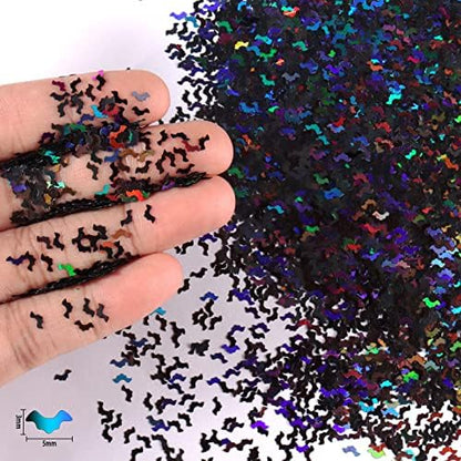Renfio Holographic Bat Shape Confetti Glitter for Resin,1.75 Oz 50g
