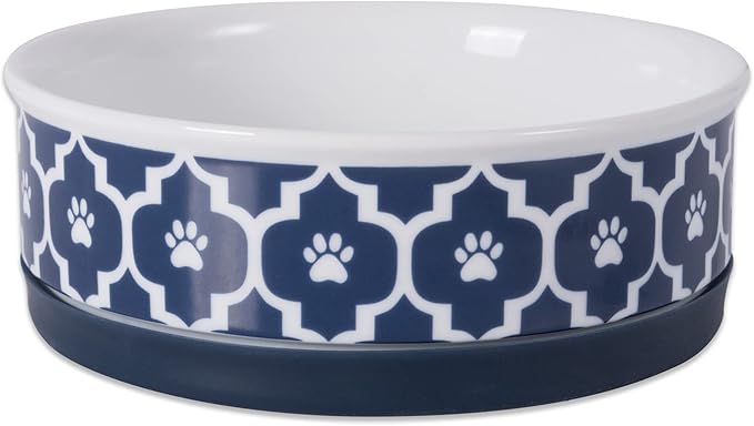 Bone Dry Lattice Collection Pet Bowl & Canister, Single Dish, Medium 6x2", Nautical Blue