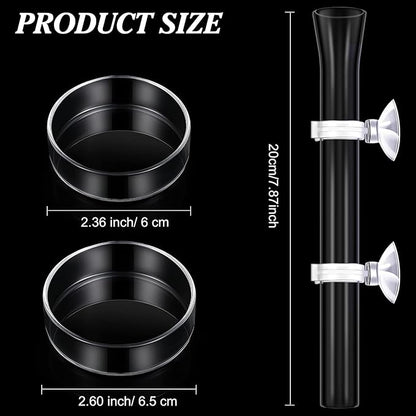 Chengu 3 Pieces Shrimp Feeding Tube and Dish Set, 8 Inch Glass Shrimp Feeder Tube and 2 Aquarium Dish Bowl Fish Tank Feeding Supplies for Fish Tank Aquarium
