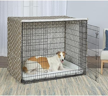MidWest Homes for Pets Dog Crate Cover, Privacy Dog Crate Cover Fits Midwest Dog Crates, Crate Cover Only; Machine Wash & Dry; Brown Geo Print; 54 inch