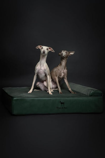 NOAH & PAW Large Dog Bed, 35x25x8.7 Inch, Orthopedic Dog Beds, Eggshell Memory Foam Infused with Cooling Gel, Waterproof, Machine Washable, Includes Inner Cover (Faux Leather)