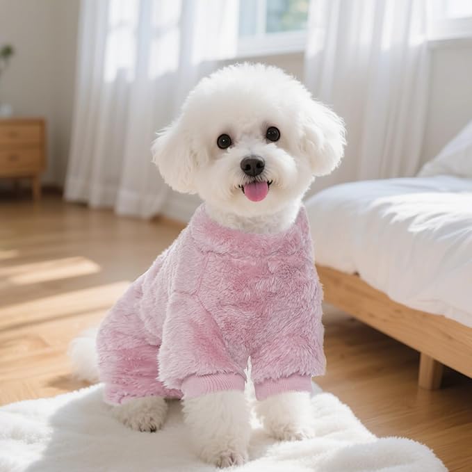Pistha Plush Dog Pajamas Cute Warm Puppy Crown Pajamas Warm Kitten Winter Jumpsuit Clothes for Small Dogs Cats Girl(M)