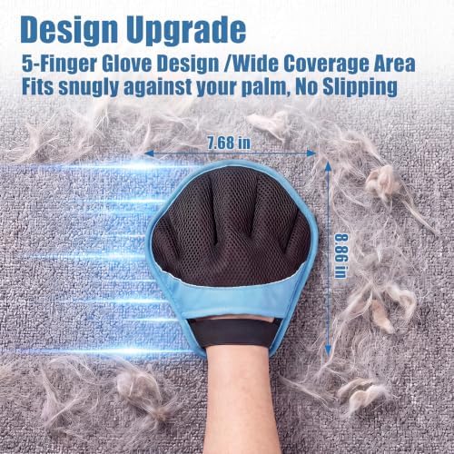 Pet Hair Removal Glove for Dogs & Cats, Reusable Pet Hair Remover Tool, Magic Brush Pet Hair Remover for Furniture, Carpet & Laundry, Non-Slip Five-Finger Pet Hair Glove for Dog Hair & Cat Hair
