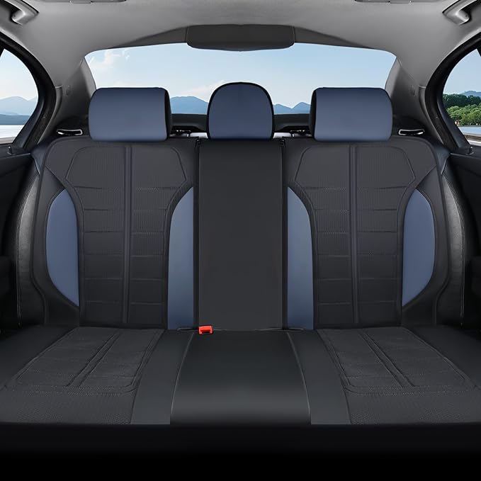 Coverado 3D Air Mesh Rear Car Seat Cover, Sports Carbon Fiber Design, Breathable Seat Protectors Airbag Compatible Comfort Universal for Most Cars, Van,Trucks, SUV, Black&Blue