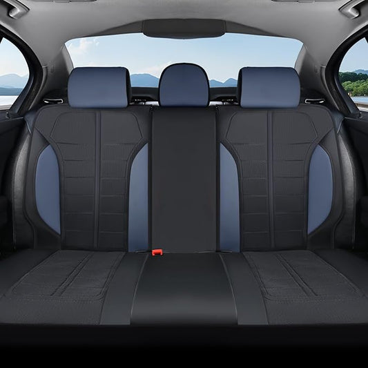 Coverado 3D Air Mesh Rear Car Seat Cover, Sports Carbon Fiber Design, Breathable Seat Protectors Airbag Compatible Comfort Universal for Most Cars, Van,Trucks, SUV, Black&Blue