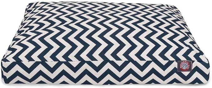 Majestic Pet Chevron Rectangle Dog Bed Washable – Non Slip Comfy Pet Bed – Crate Bed with Removable Washable Cover – Kennel Bed for Sleeping, Polyester Fiber, Medium, Navy
