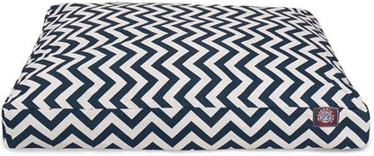 Majestic Pet Chevron Rectangle Dog Bed Washable – Non Slip Comfy Pet Bed – Crate Bed with Removable Washable Cover – Kennel Bed for Sleeping, Polyester Fiber, Medium, Navy