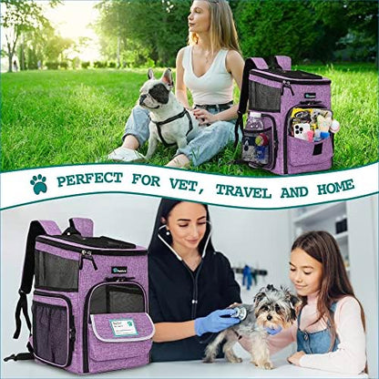 PetAmi Dog Backpack Carrier, Airline Approved 4-Way Entry Cat Bag, Purple