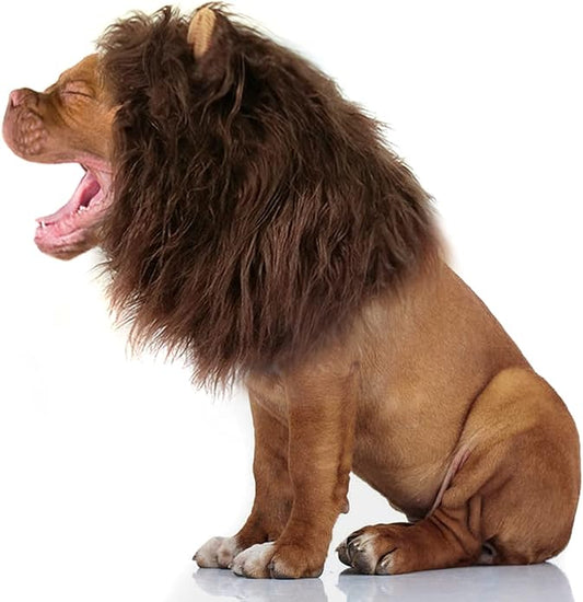Onmygogo Lion Mane Wig for Dogs with Ears, Funny Pet Costumes for Halloween Christmas