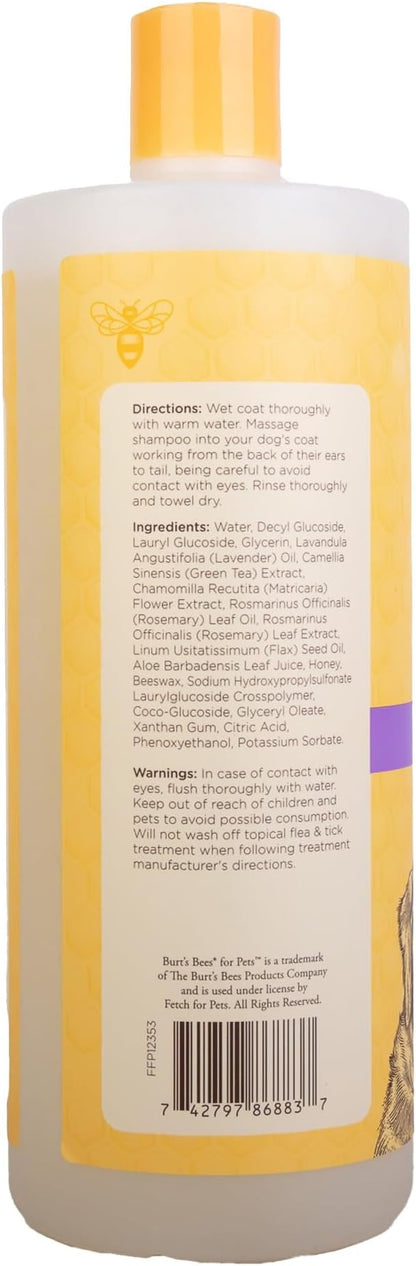 Burt's Bees for Pets Calming Dog Shampoo with Lavender and Green Tea, 95% Natural Origin Formulas, Calming Lavender Dog Shampoo for Dogs, 32 oz - 2 Pack