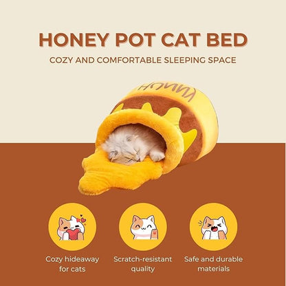 PECHVINO Honey Pot Cat Bed - Comfortable Memory Foam Pet Furniture with Removable Cushion - Stylish and Washable Cat Bed for Small Cats and Breeds