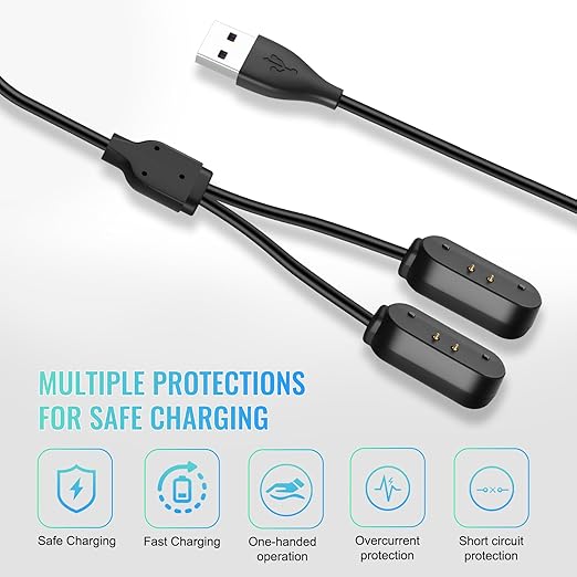2-in-1 Portable Magnetic Quick Charge Cable | Anti-Lost Heavy-Duty | Replacement for Tractive Dog GPS Tracker | Travel-Friendly Compact USB Cord for Home & Outdoor (Black)