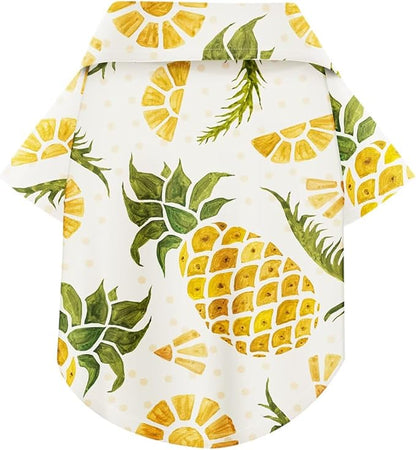 Hawaiian Dog Shirt – Lightweight and Breathable Summer T-Shirt with Tropical Prints, Fun Beach Outfit for Small, Medium, and Large Dogs, Perfect for Hot Days and Outdoor Vacation.Pineapple 3XL