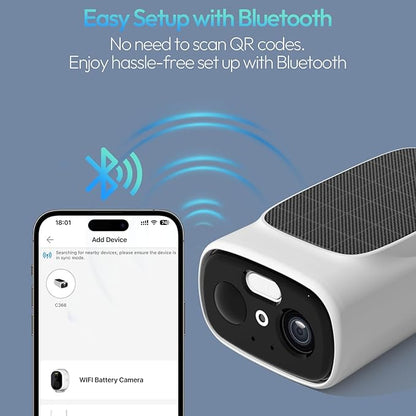 2.4G/5G WiFi Camera for Home Security with Embedded Solar Panel, 2.5K Solar Security Camera Wireless Outdoor with Color Night Vision, 2-Way Talk, Siren,IP66, Cloud/SD, AI Detection, W/Alexa