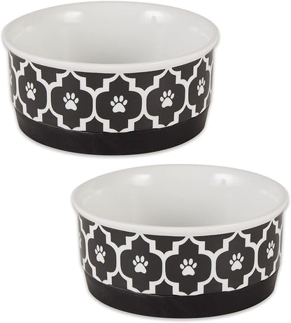 Bone Dry Lattice Collection Pet Bowl & Canister, Small Set, 4.25x2", Black, 2 Piece