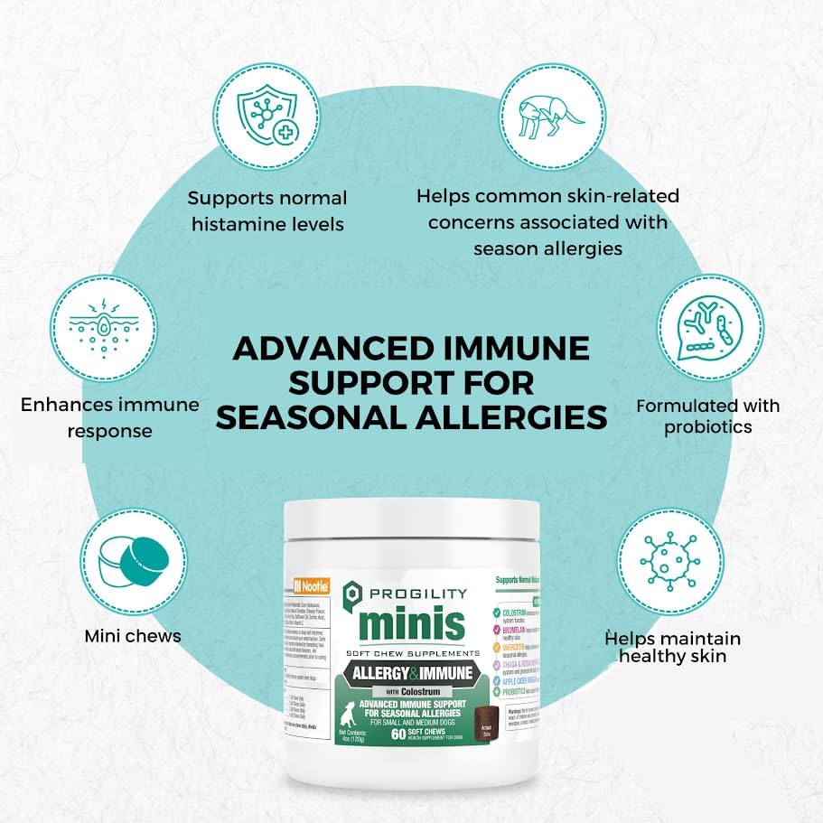 Progility Mini Advanced Allergy & Immune Supplement for Dogs, Probiotics