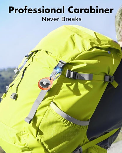 UNBREAKcable for AirTag Holder Case with Professional Carabiner, 4 Pack | Waterproof, Shockproof, Hold Securely, Easy to Install, Protective AirTag Keychain for Keys, Pets, Luggage-4 Trans Colors