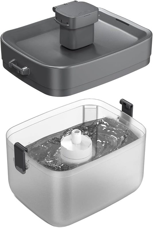 Cat Water Fountain, Automatic USB Powered Pet Fountain 50.7oz, 20dB Ultra-Quiet & Translucent Mini Water Tank, BPA-Free for Small to Medium Cats/Dogs, Black
