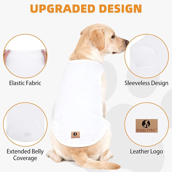 KOOLTAIL Boy Dog Clothes for Large Dogs, 2 Pack Cotton Fall/Winter Warm Dog T Shirts Coats for Outdoor, UV & Insect Protection Anti-Hair Loss & Lightweight Pet Vest Tank Tops Apparel,White&Black,L