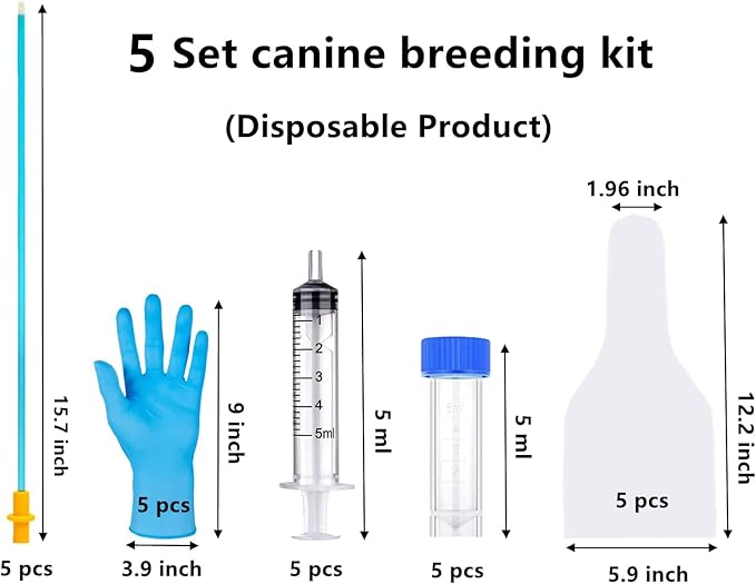 5 Set AI Artificial Insemination Dog Breeding Kit, Canine Breeding Kit, Disposable Canine Artificial Insemination, Dog Insemination Breeder Kit, Canine Breeding Supplies for Large Breeds (15.7 inch)L