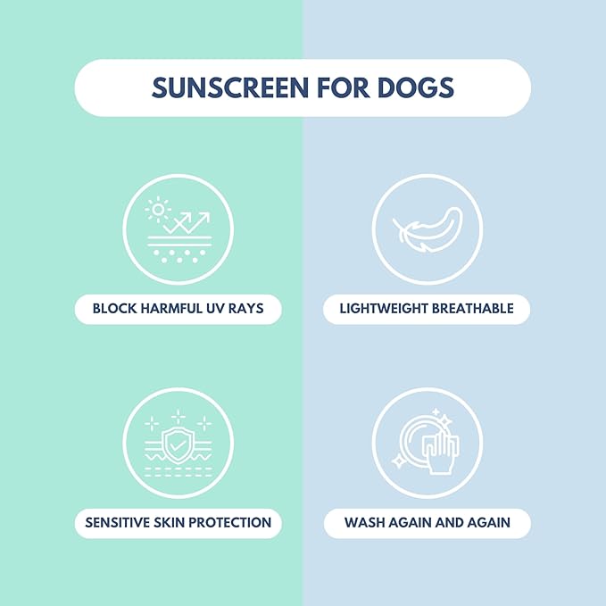 Spark Paws Sunblock Dog T-Shirt, SPF30 Protection, Lightweight Breathable Quick Dry for Dogs with Sensitive Skin - Blue & Mint (Set of 2) - L