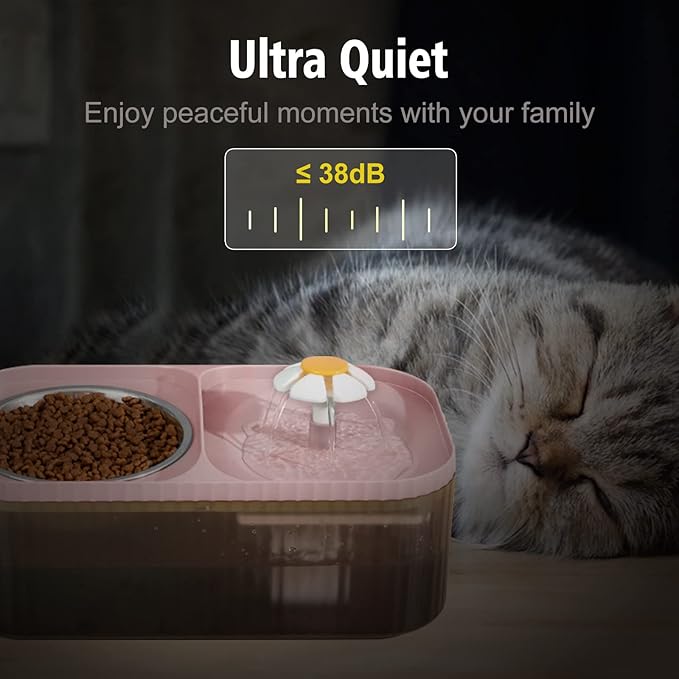 Suertree Cat Fountain Water Bowl Stainless Steel, 101oz/3L Automatic Pet Water Fountain, Dog Water Dispenser Cat Feeding Watering Supplies with 2 Filters for Cats, Dogs, Pets Pink