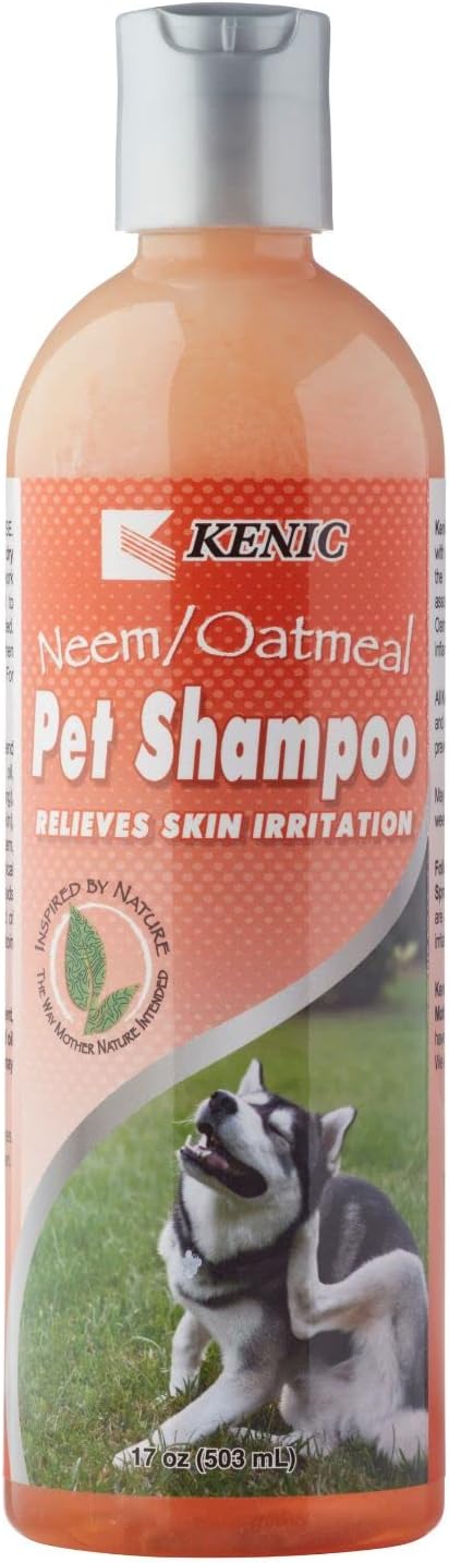 Kenic Neem Oatmeal Conditioning Dog & Cat Shampoo, Calming Relief for Itchy Skin with Natural Flea & Tick Support, Moisturizing Botanical Blend, Made in USA