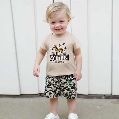 Toddler Baby Boy Clothes 6 12 18 24 Months Summer Outfit Short Sleeve T-Shirt Tops Camo Shorts Set 2T 3T 4T