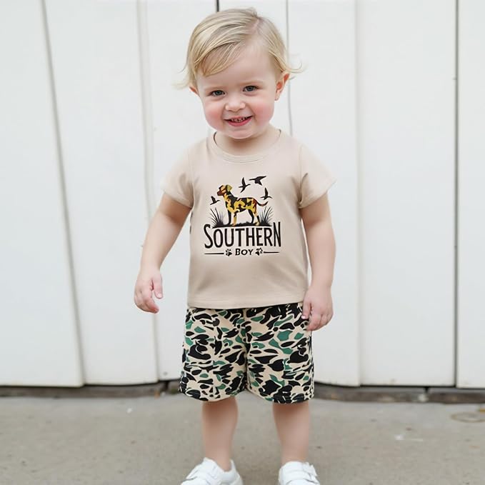 Toddler Baby Boy Clothes 6 12 18 24 Months Summer Outfit Short Sleeve T-Shirt Tops Camo Shorts Set 2T 3T 4T