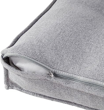 Happy Hounds Milo Square Tufted Pillow Dog Bed, Cement, Medium (32" x 32"), 32.0" L x 32.0" W x 5.0" Th