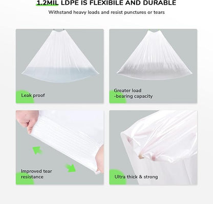 65 Count Drawstring Cat Litter Bags for Most Auto Self-Cleaning Litter Box, Extra Thick Pet Litter Drawer Liners Replacement, Durable Cat Waste Bags, Unscented, 25.6'' W x 15.7'' H