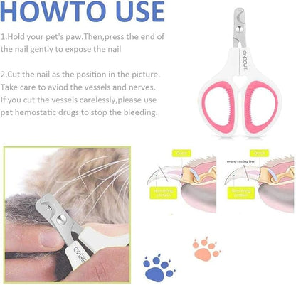 Pet Nail Clippers, Update Version Cat & Kitten Claw Nail Clippers for Trimming, Professional Pet Nail Clippers Best for a Cat, Puppy,Rabbit, Kitten & Small Dog,Sharp & Safe (Pink)