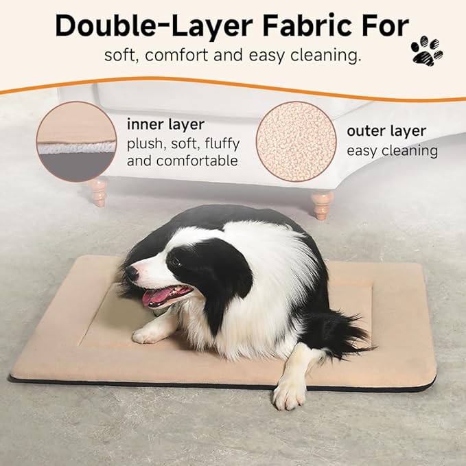 Dog Bed Crate Pad 24" L x 18" W Kennel Pad Machine Washable Entire Dog Crate Beds Double Sided Pet Mat